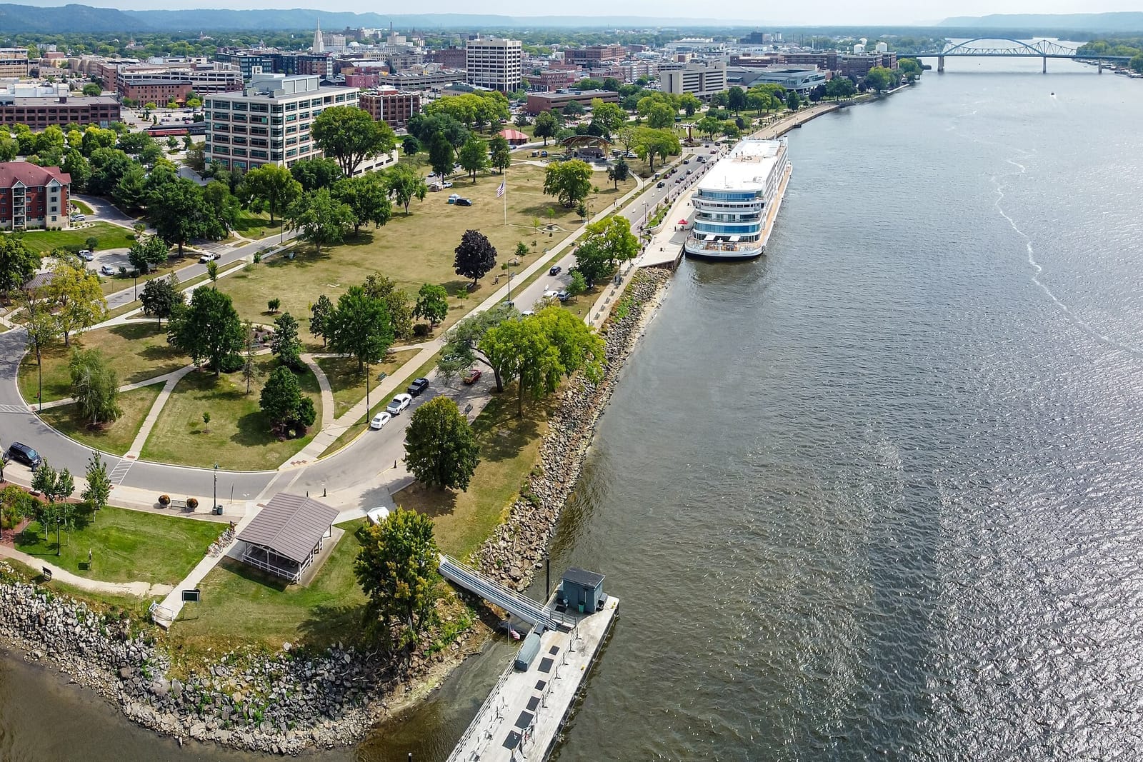 Riverside Park and downtown La Crosse on the Mississippi River